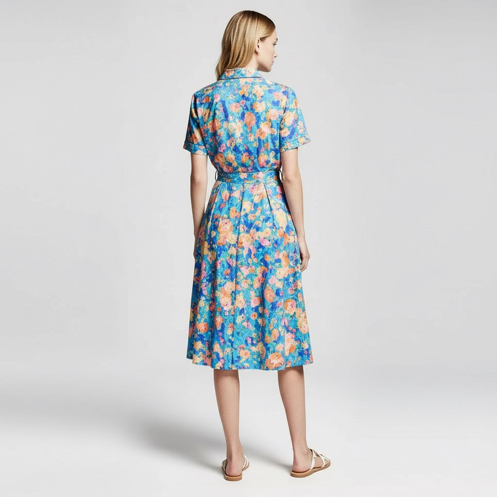Eloria | Floral Shirt-Style Midi Dress