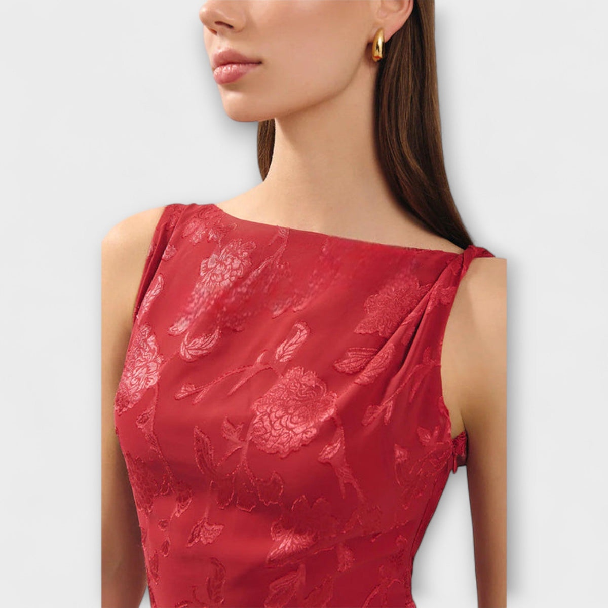 Style200™ | Opal - Chic Backless Jacquard Maxi Dress for Events