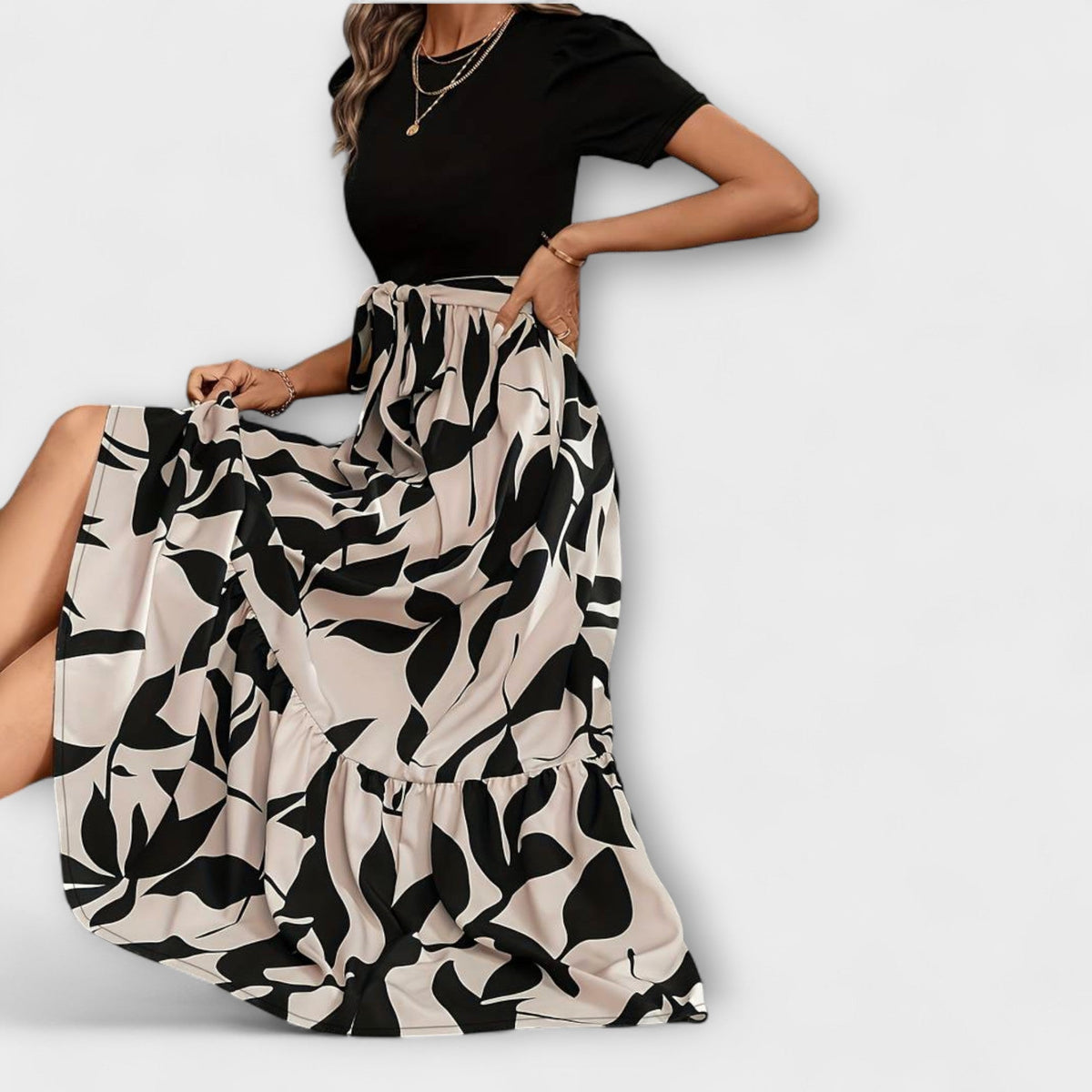 Style200™ | Floral Pattern Summer Dress for Outdoor Gatherings