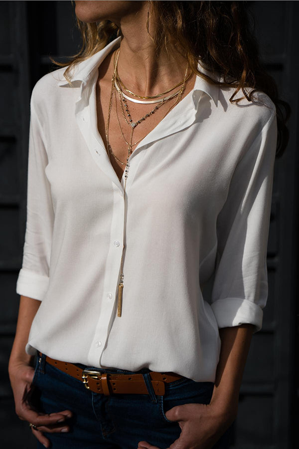 Breezy™ | Women's Button-Down Collared Long Sleeve Blouse