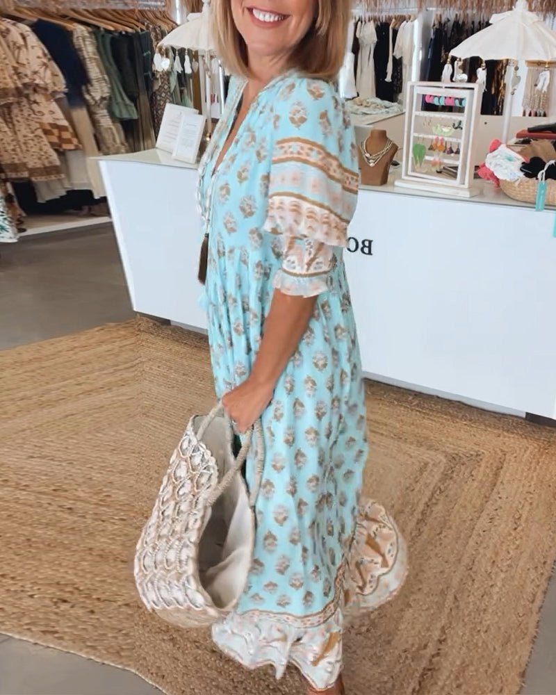 Mana™ | Floral V-Neck Dress for Stylish Occasions