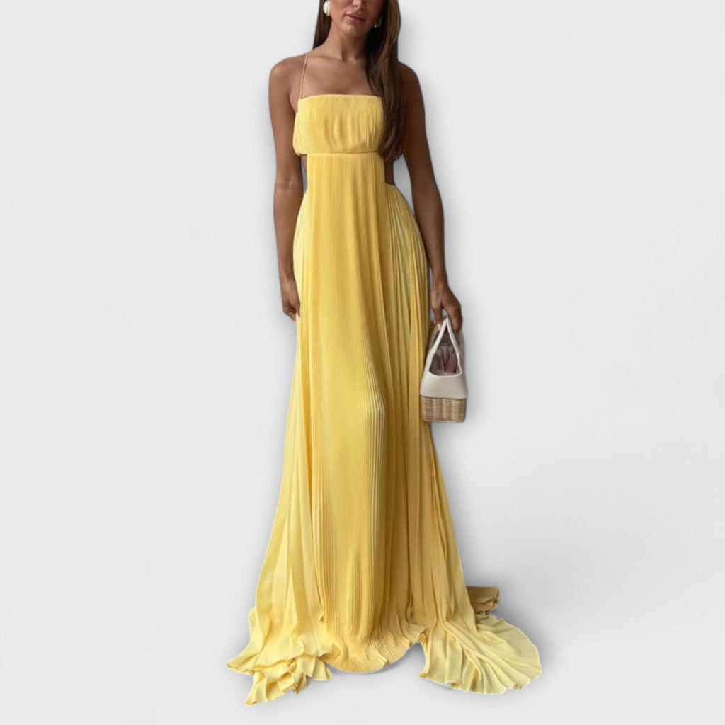 Style200™ | Chic Pleated Cutout Maxi Dress for Any Occasion