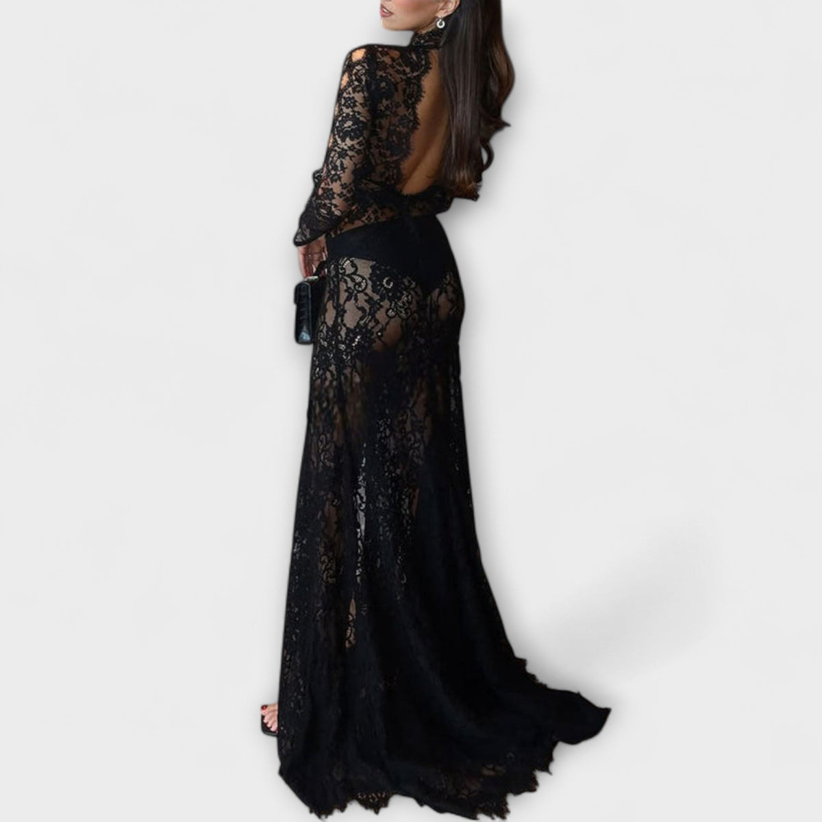 Style200™ | Azalea Midnight Elegance Sheer Cutout Maxi Dress for Special Occasions