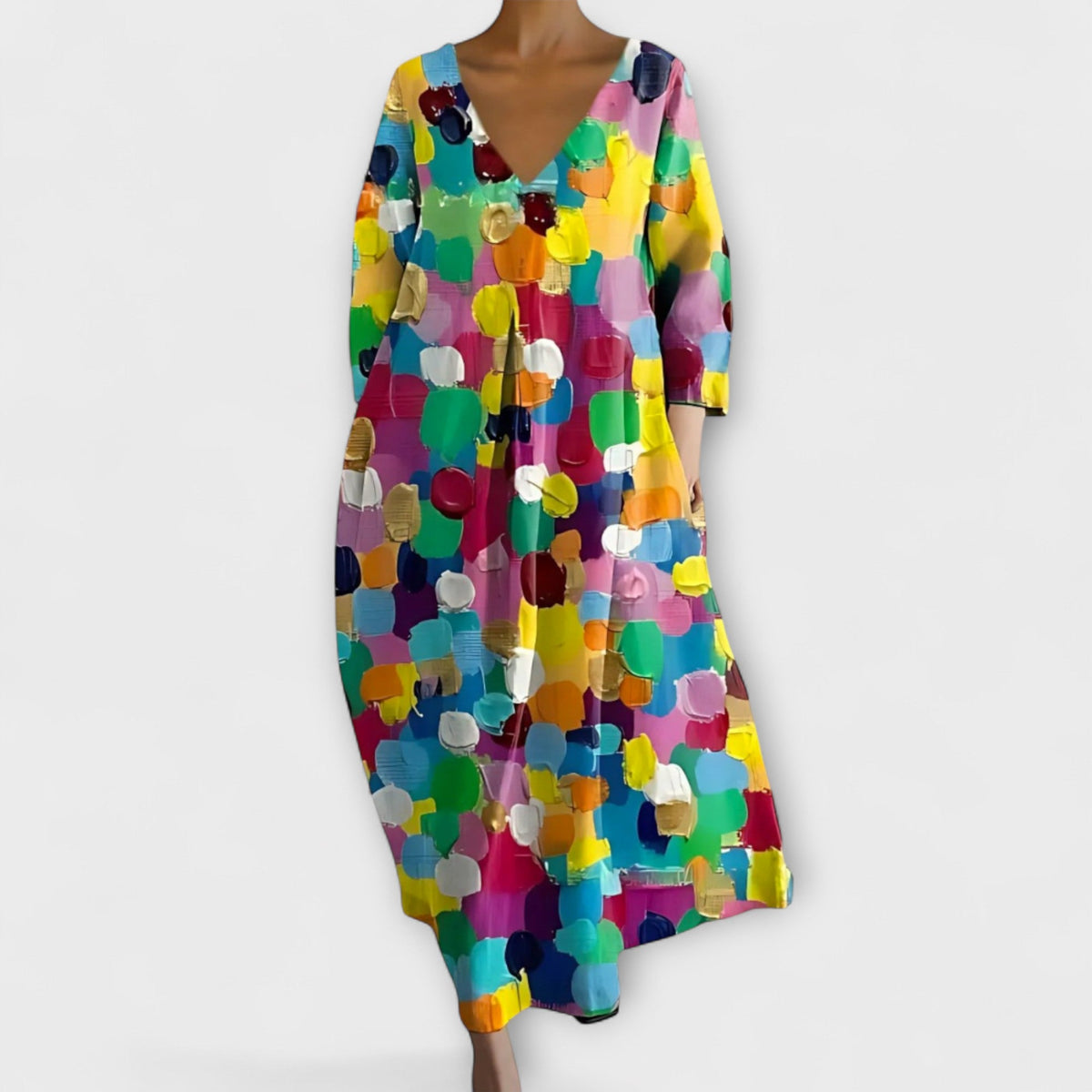 Style200™ | Vibrant V-Neck Maxi Dress for Every Occasion