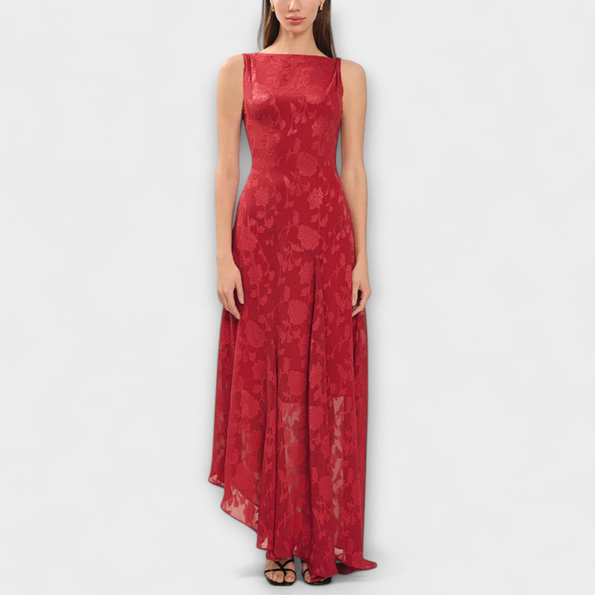 Style200™ | Opal - Chic Backless Jacquard Maxi Dress for Events