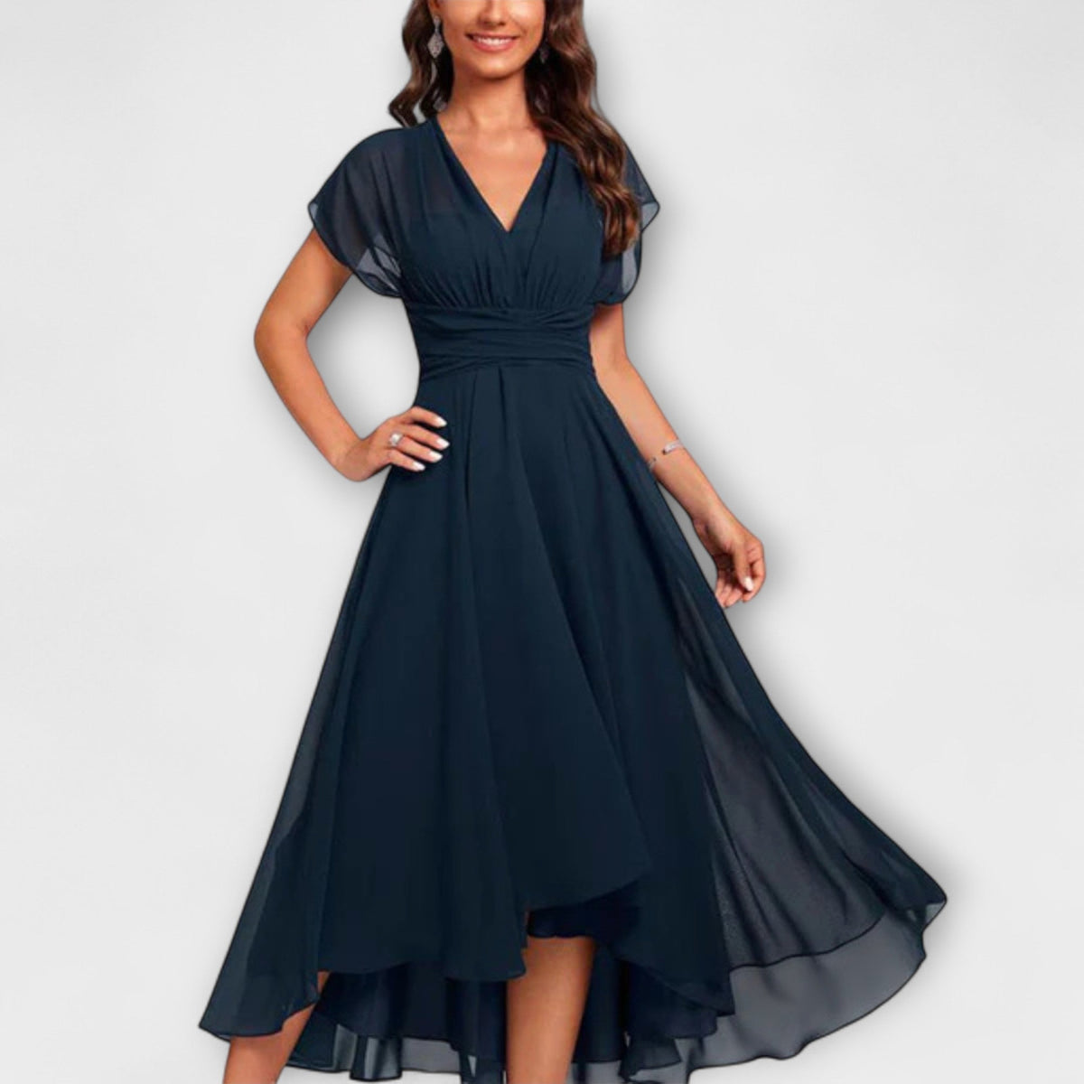 Style200™ | Christina - Stylish V-Neck A-Line Dress for Any Occasion