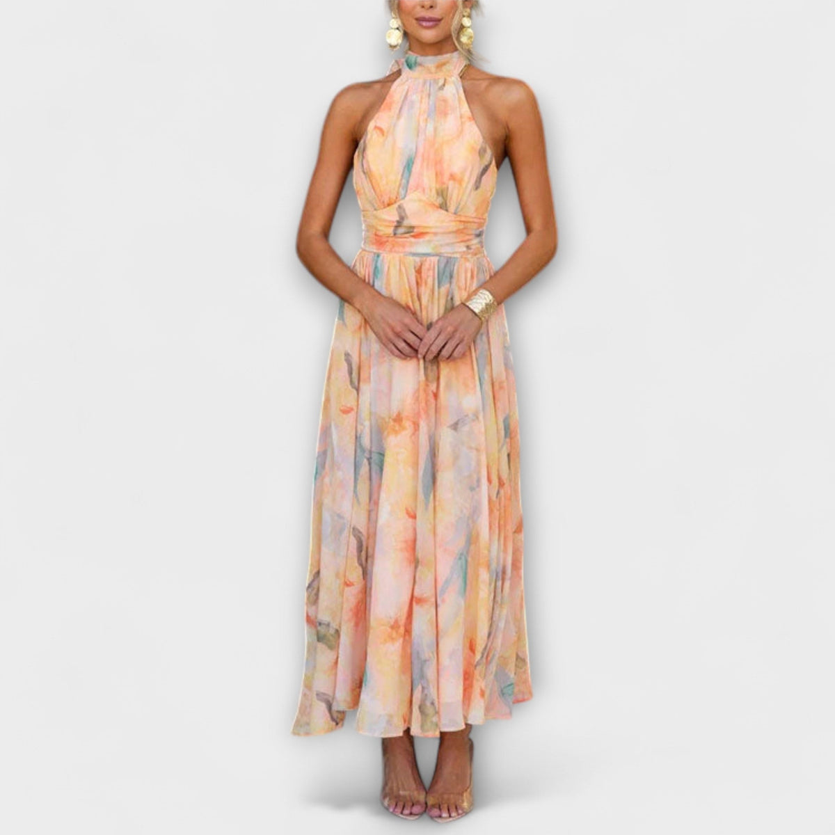 Style200™ | Chic Halter-Neck Maxi Dress for Summer Events