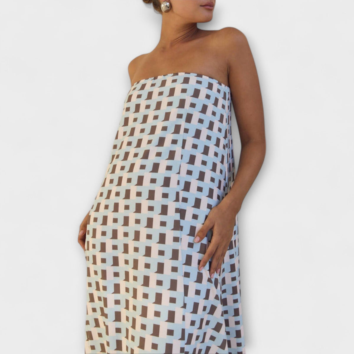 Style200™ | Geometric Off-Shoulder Maxi Dress for Special Occasions