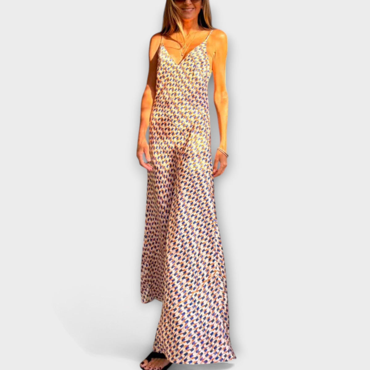 Style200™ | Chic Geometric Print Maxi Dress for Any Occasion