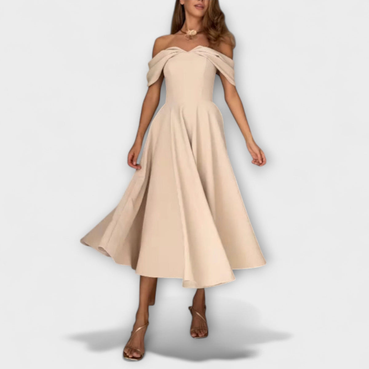 Style200™ | Romy - Off-the-Shoulder Draped Maxi Dress for Events