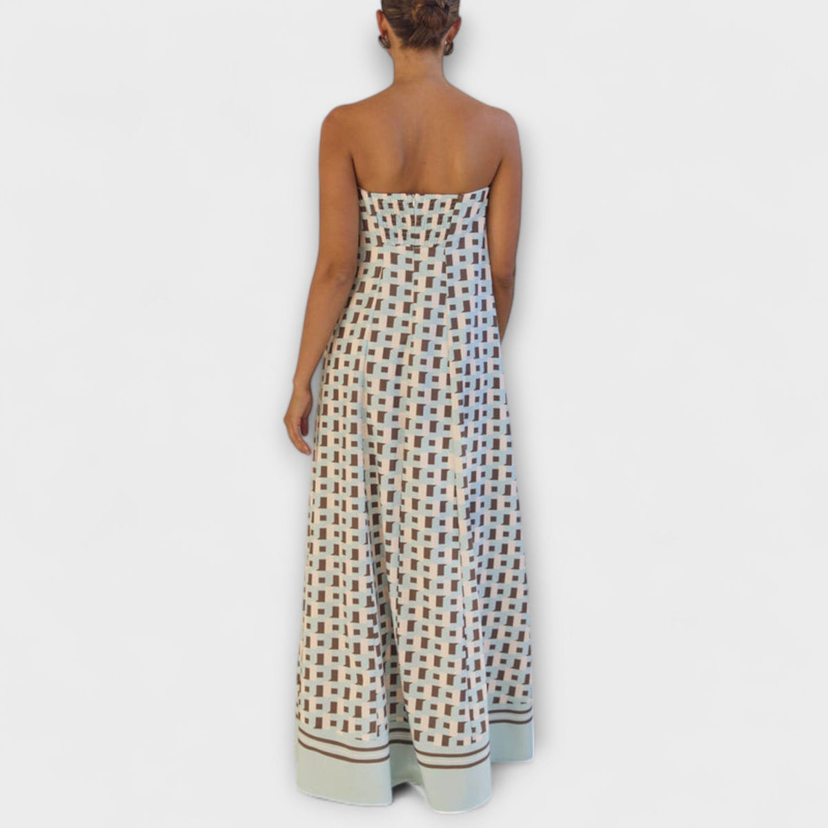 Style200™ | Geometric Off-Shoulder Maxi Dress for Special Occasions