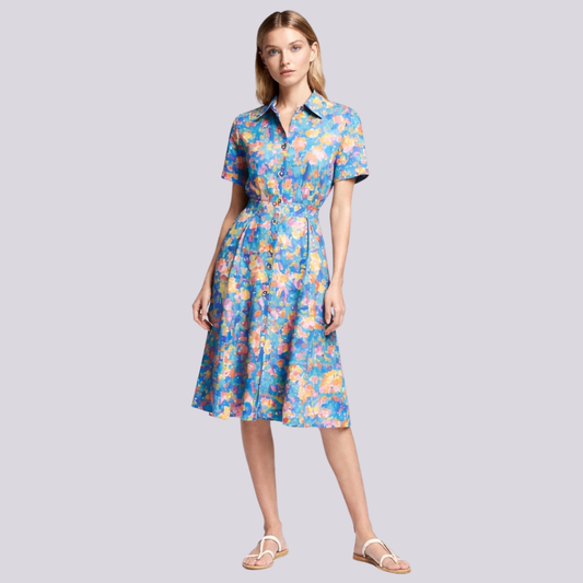 Eloria | Floral Shirt-Style Midi Dress
