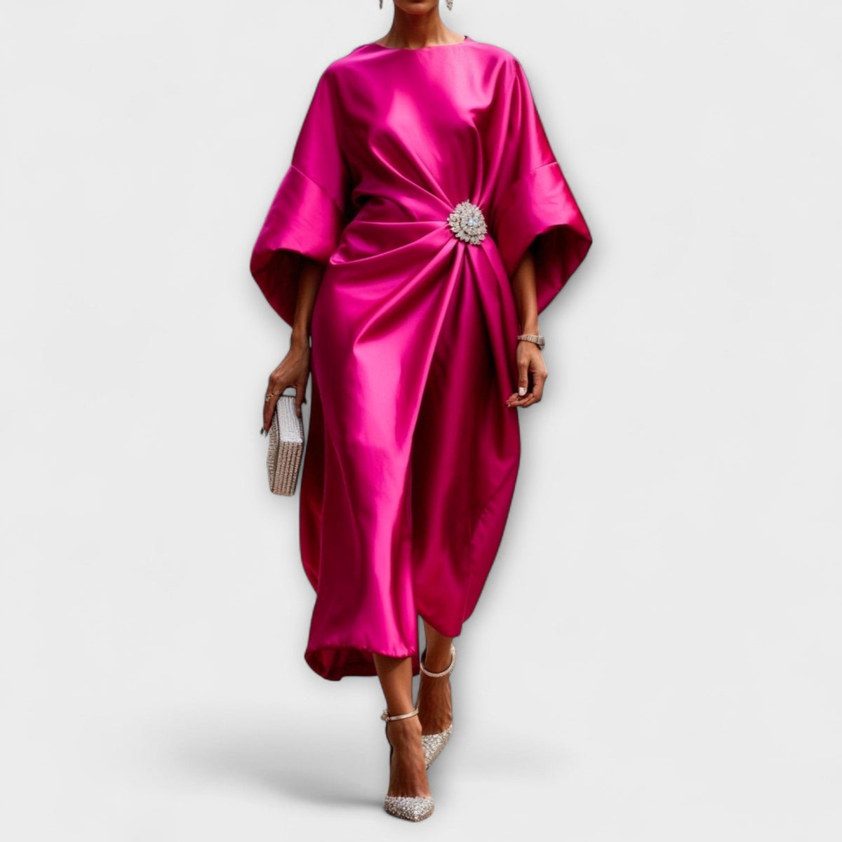 Style200™ | Elegant Shimmer Satin Maxi Dress for Special Occasions