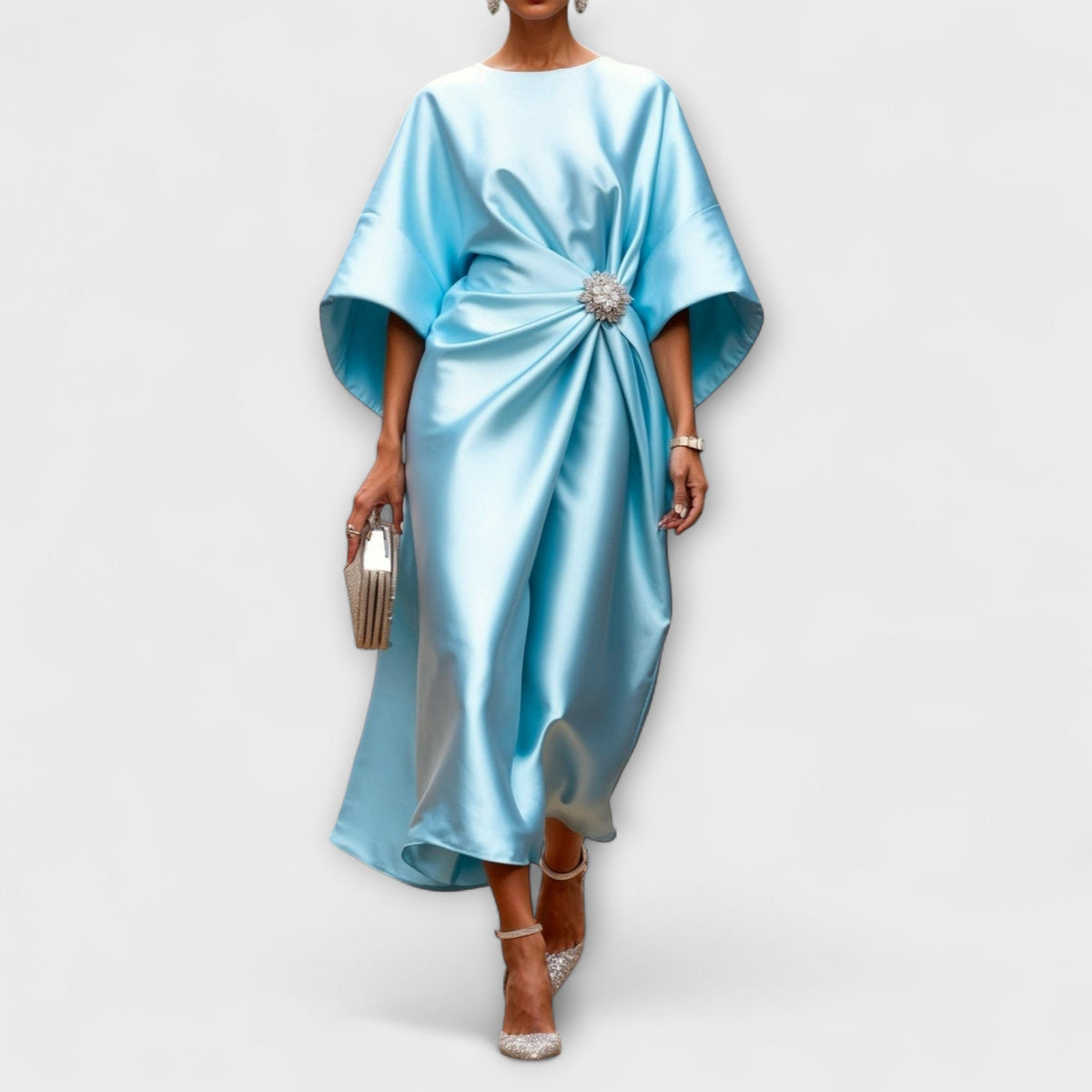 Style200™ | Elegant Shimmer Satin Maxi Dress for Special Occasions