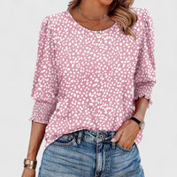 Harper™ | Women's Smocked Cuff 3/4 Sleeve Crew Neck Top