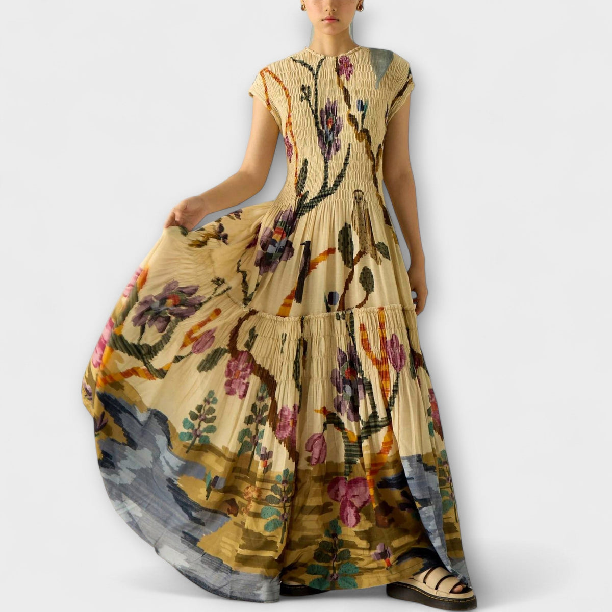 Style200™ | Amanda - Pleated Print Maxi Dress for Events