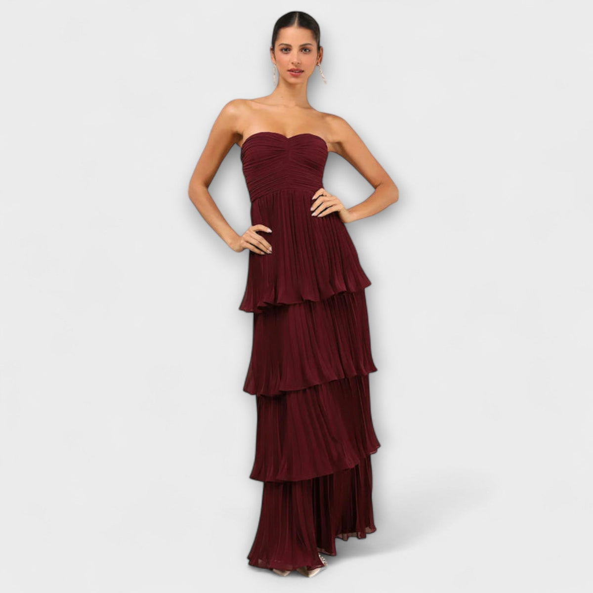 Style200™ | Lorena - Chic Strapless Layered Maxi Dress for Special Occasions