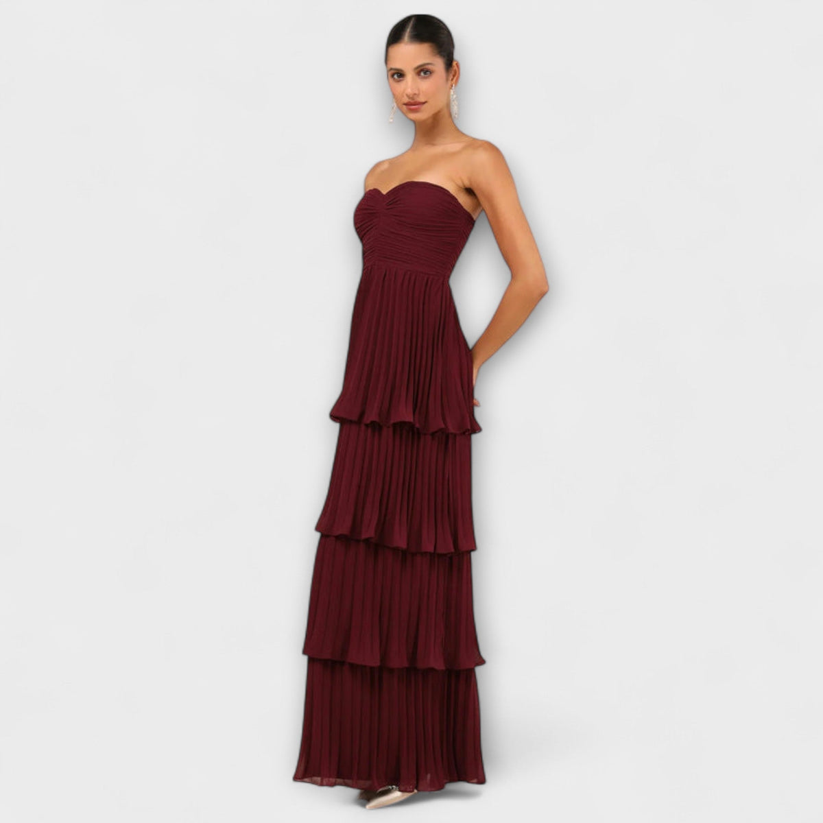Style200™ | Lorena - Chic Strapless Layered Maxi Dress for Special Occasions