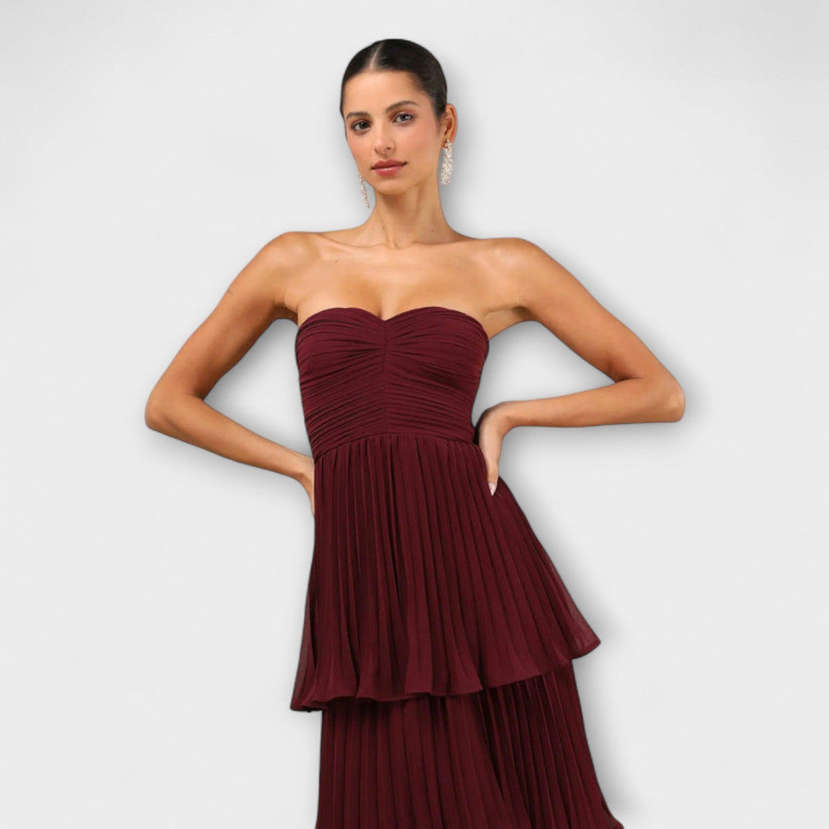 Style200™ | Lorena - Chic Strapless Layered Maxi Dress for Special Occasions