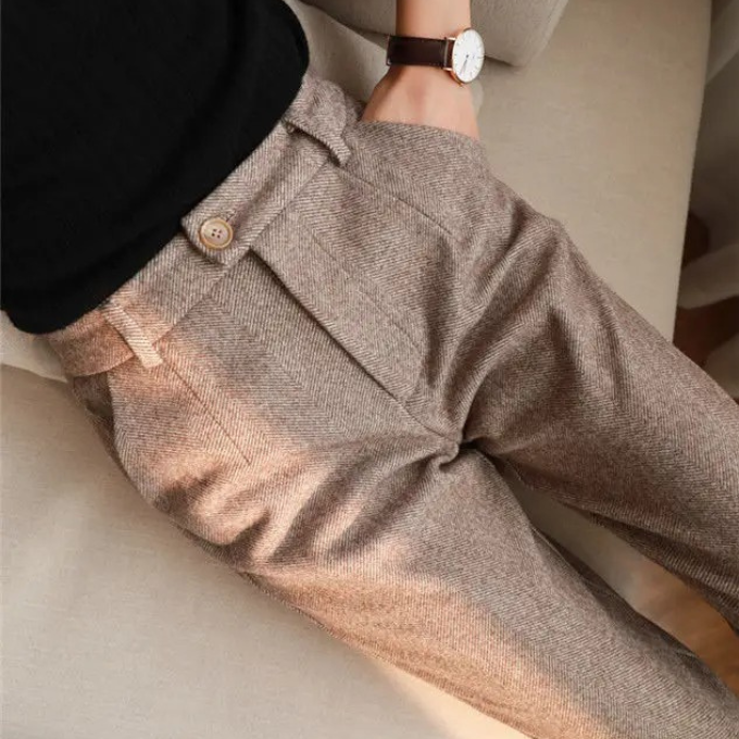 Harrow Herringbone Wool-Look Trousers
