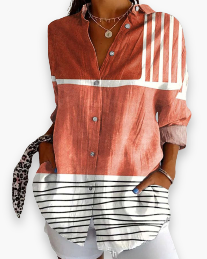 Rosalie™ | Women's Floral Print Button-Down Blouse with 3/4 Sleeves