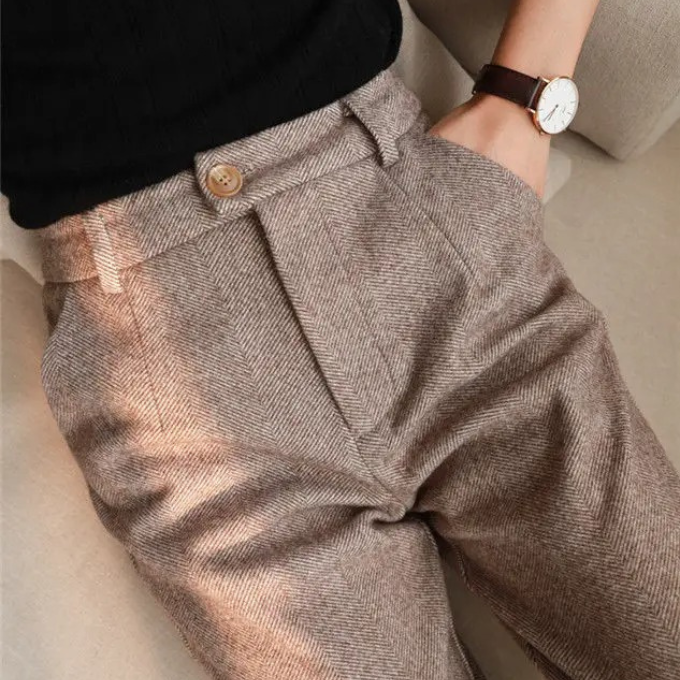 Harrow Herringbone Wool-Look Trousers