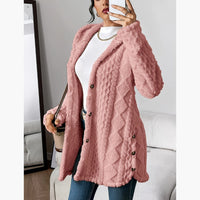 Reese | Long Cardigan with Fuzzy Cable Knit Texture