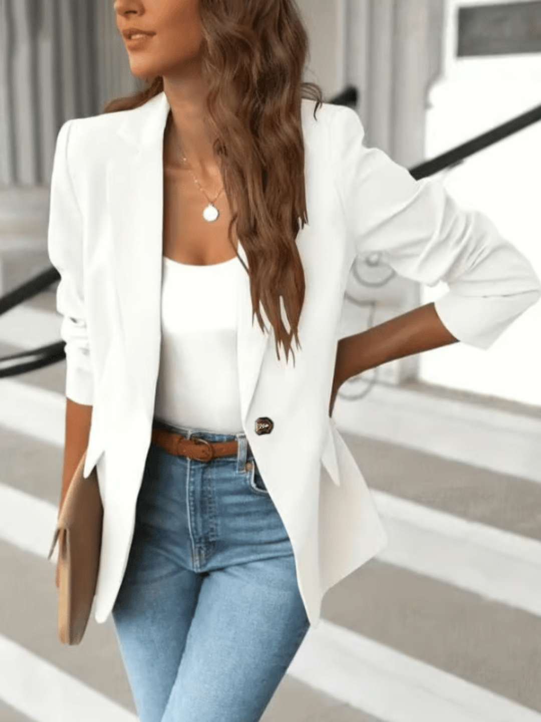 Dakota | Longline Blazer with Ruched Sleeve Detail