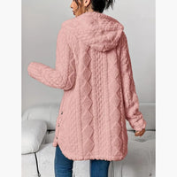 Reese | Long Cardigan with Fuzzy Cable Knit Texture