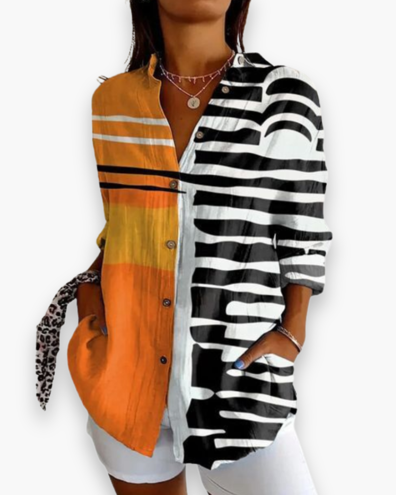 Rosalie™ | Women's Floral Print Button-Down Blouse with 3/4 Sleeves