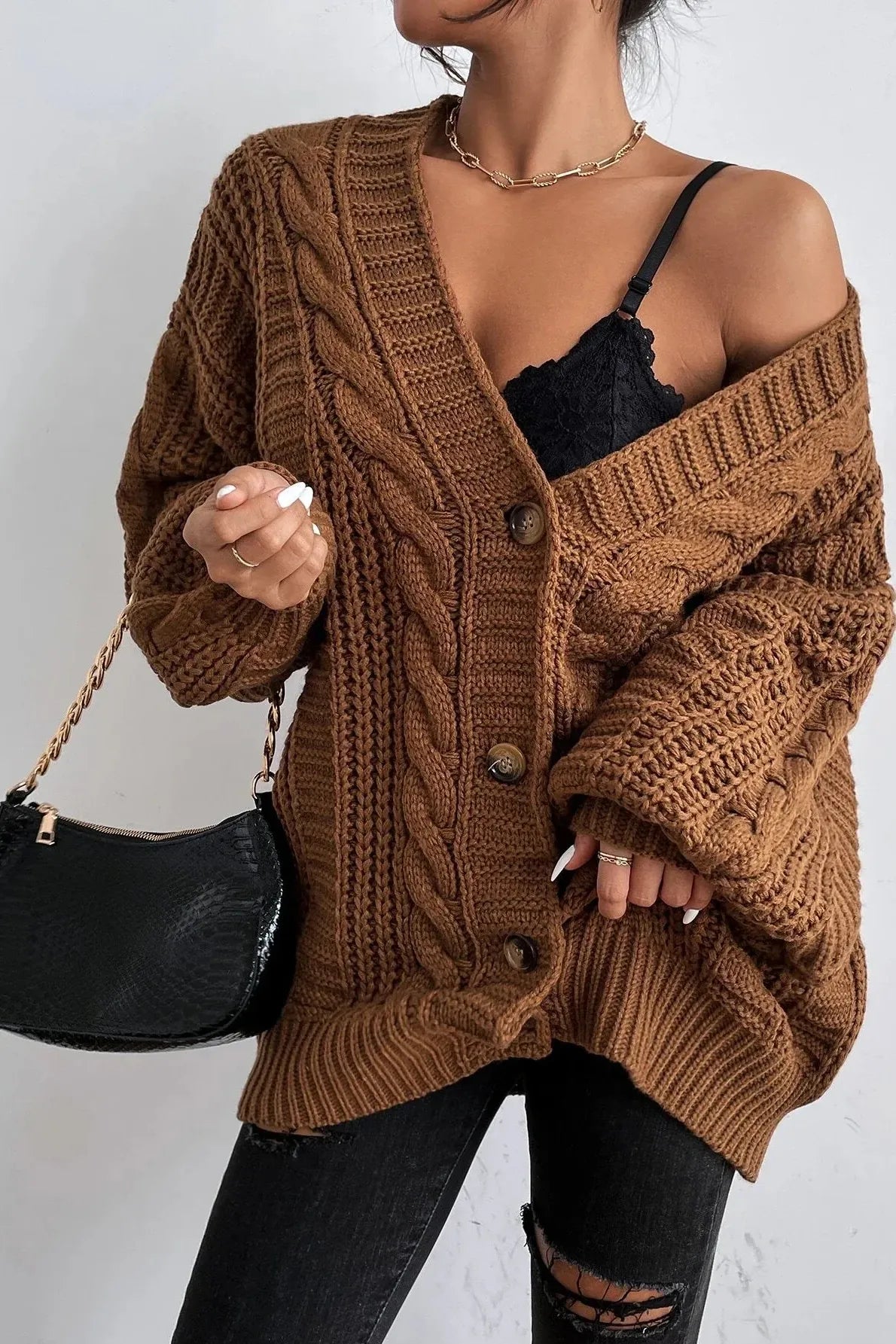 Marigold | Oversized Cardigan with Cable Knit Texture