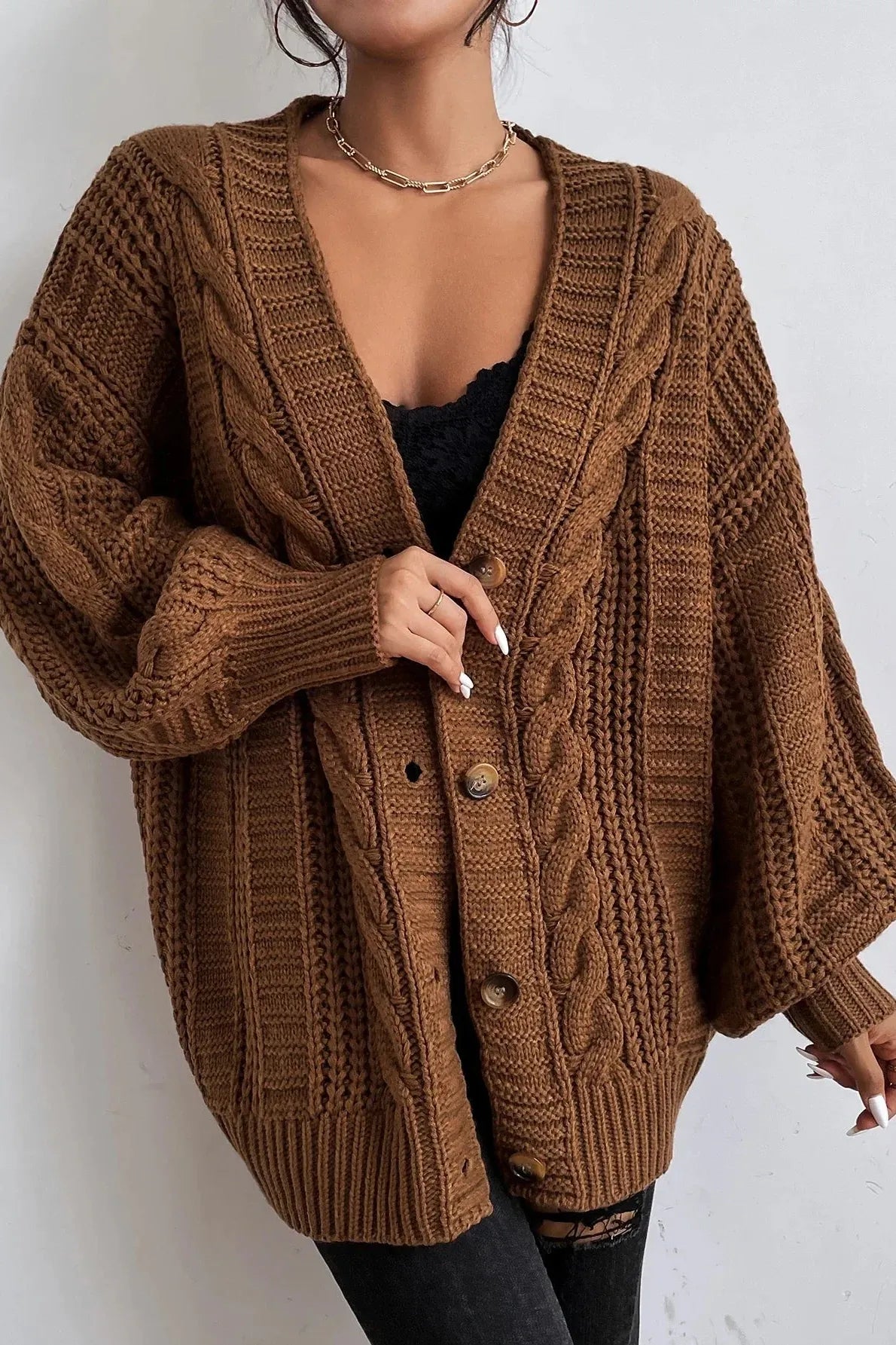 Marigold | Oversized Cardigan with Cable Knit Texture
