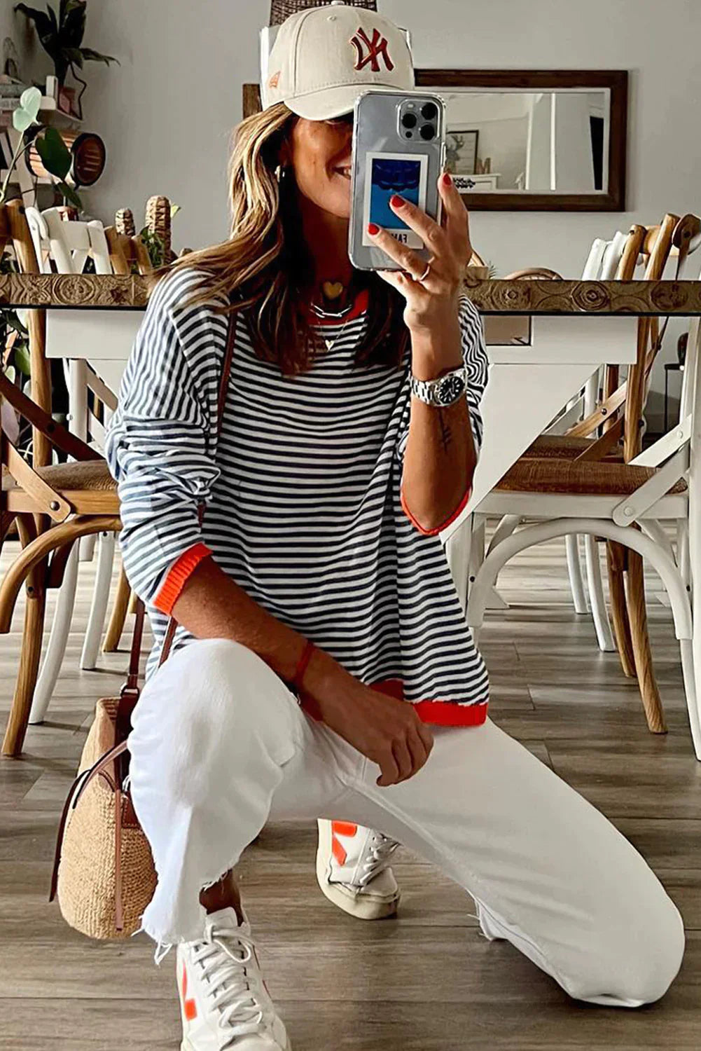 Riley™ | Women's Striped Crewneck Sweater Long Sleeve Casual Pullover