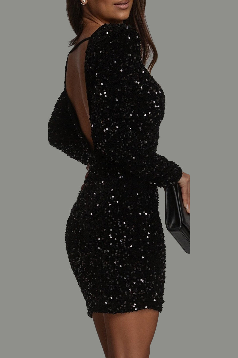 Zéphyrine™ | Women's Backless Mini Dress in Shimmering Fabric for Night Out