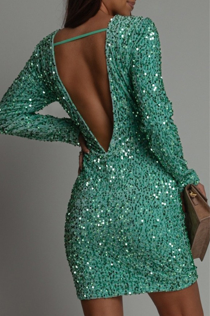 Zéphyrine™ | Women's Backless Mini Dress in Shimmering Fabric for Night Out
