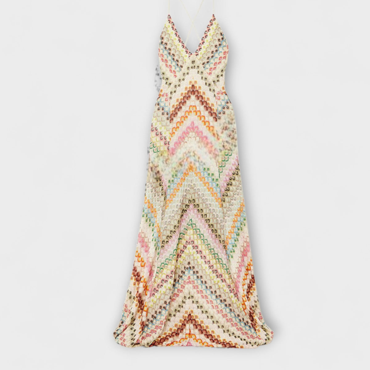 Style200™ | Remi - Missoni Vibrant Herringbone Maxi Dress for Any Occasion