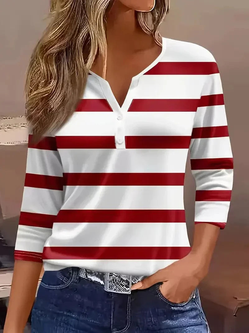 Amelia™ | Striped V-Neck Top