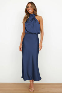 Véronique™ | Wedding Guest Dress – Chic Satin Halter
