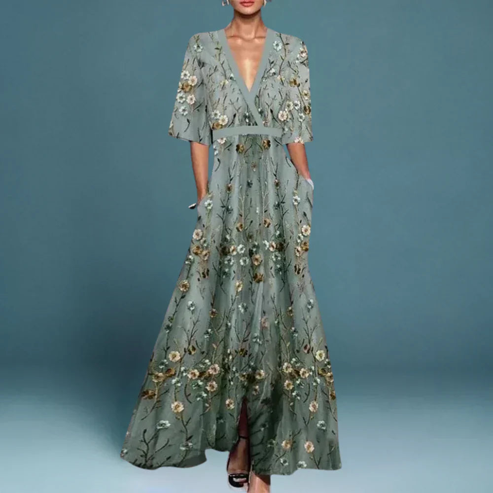 Margaux | V-Neck Floral Maxi Dress