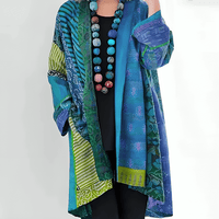 Indigo | Longline Cardigan with Patchwork Print