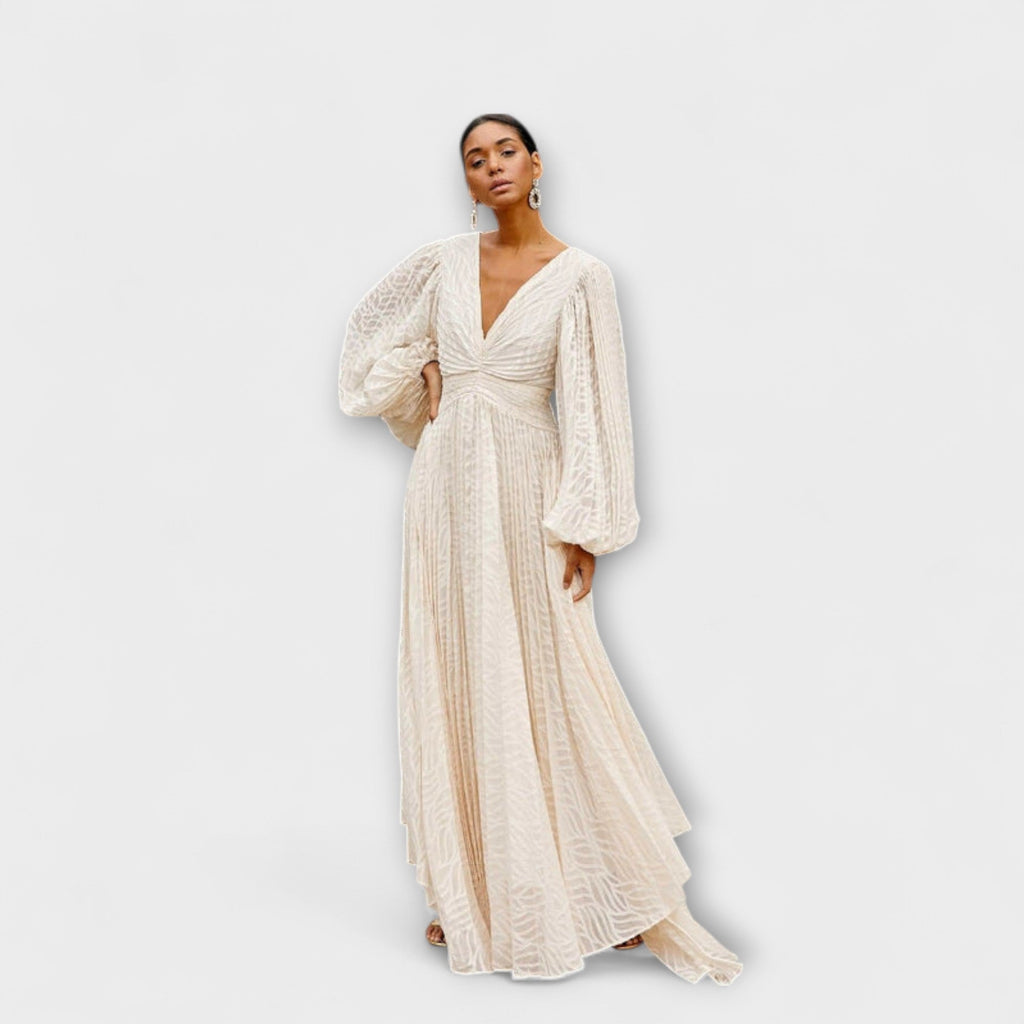 Style200™ | Elsa Cream Maxi Dress – Ideal for Summer Events