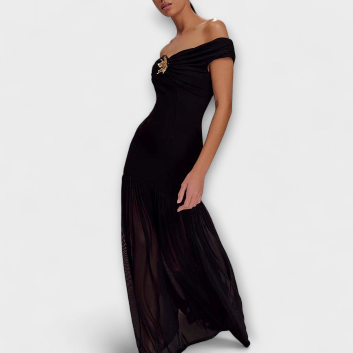 Style200™ | Floral Embellished Strapless Maxi Dress for Events
