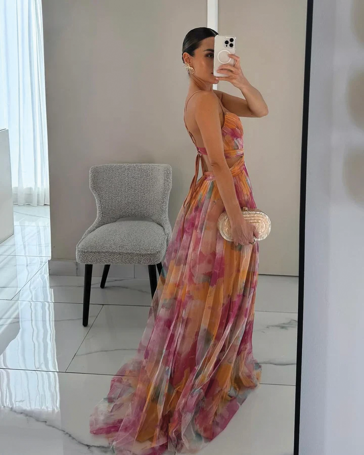 LUCÍA | Floral Organza Maxi Dress