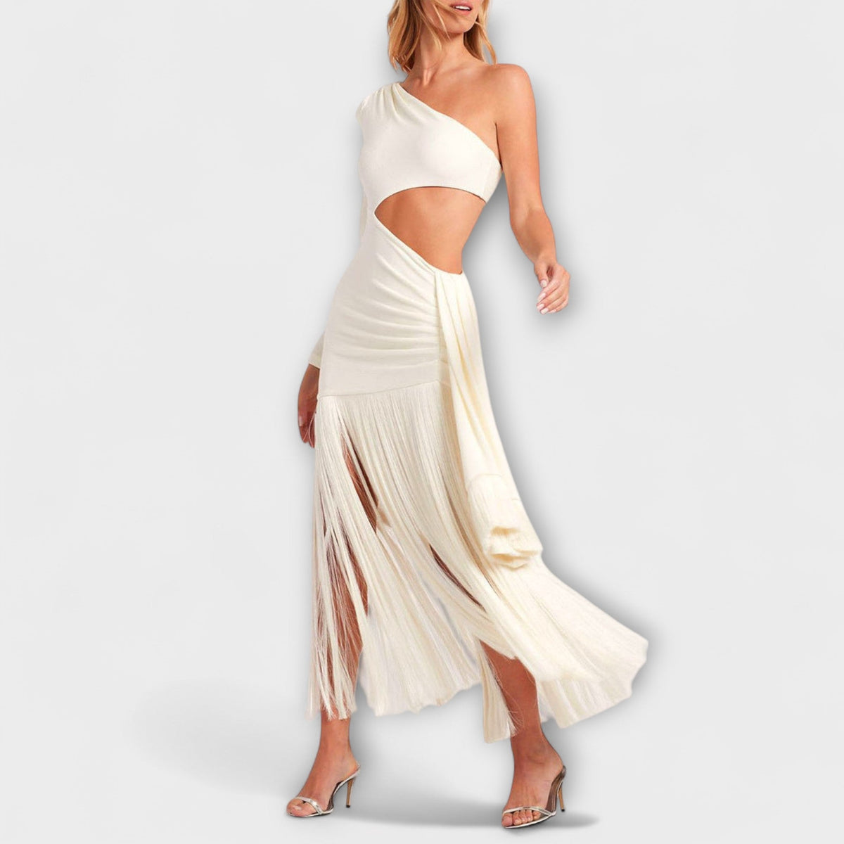 Style200™ | Chic Cutout Fringe Maxi Dress for Special Occasions