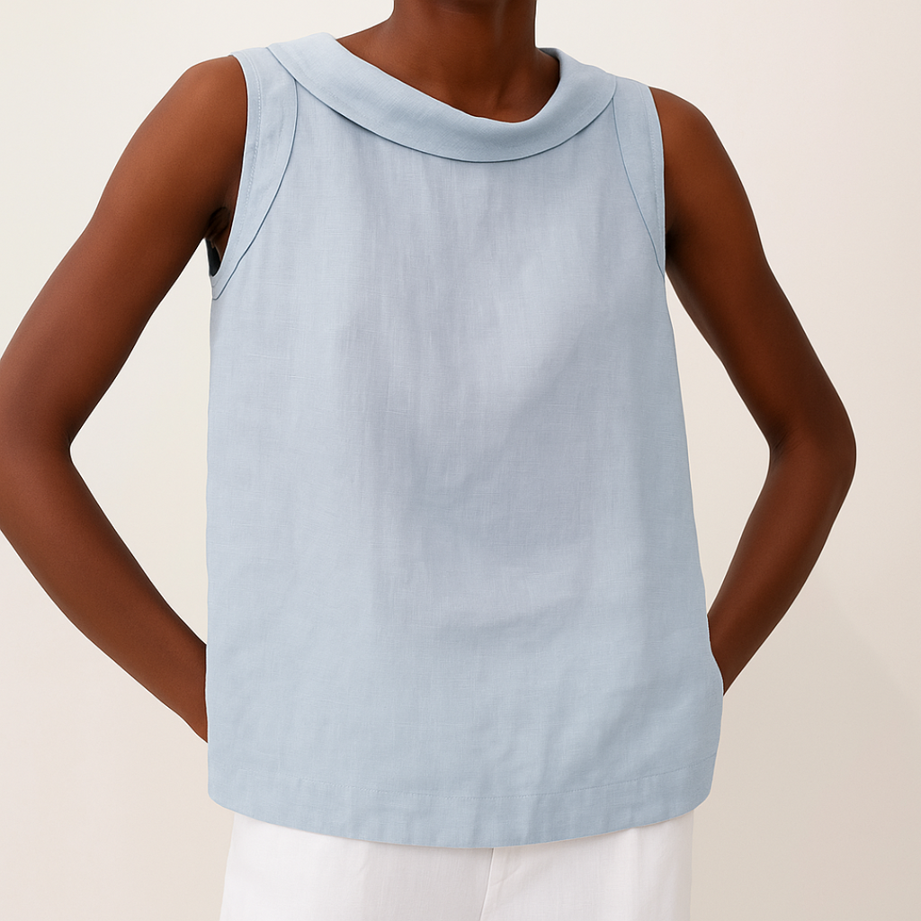 Maria™ | Sleeveless Roll Collar Top