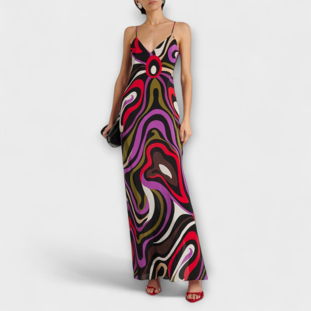 Style200™ | Marble Print Maxi Dress for Stylish Events