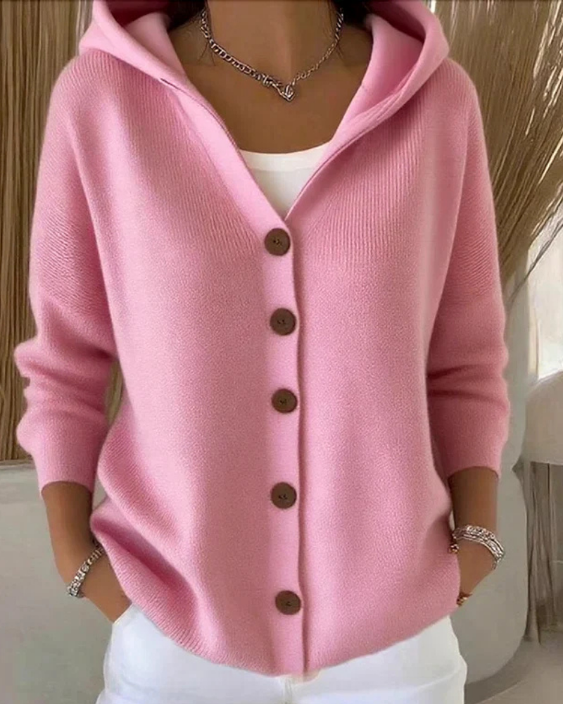 Ivy | Button Up Cardigan with Hooded Detail