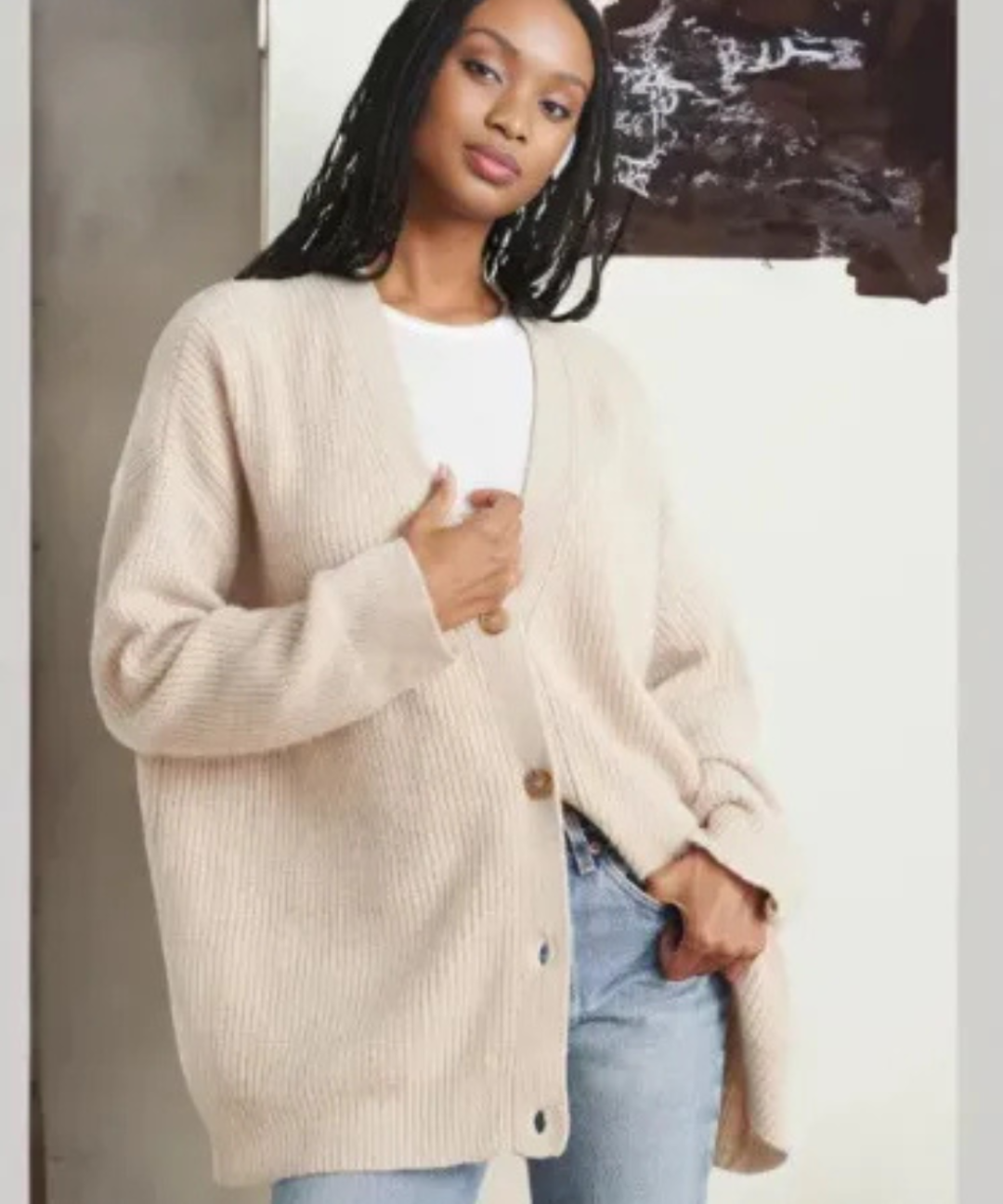 Autumn | Oversized Cardigan with Ribbed Knit Detail