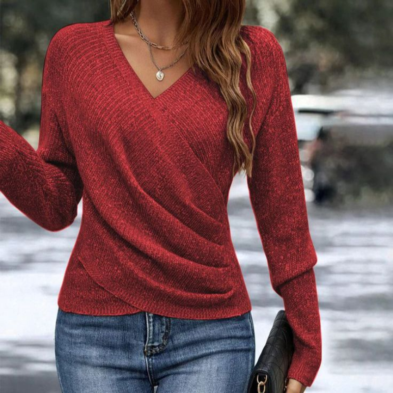 Celeste™ | Women's V-Neck Wrap Front Long Sleeve Sweater
