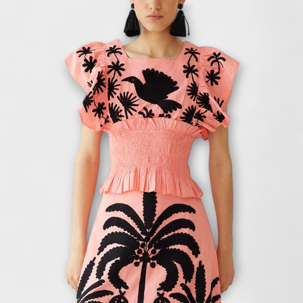 Style200™ | Chic Palm Tree Print Dress for Summer Events